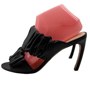 Nicholas Kirkwood Black Leather High Heels Sandals Slip On Mules Sz 40.5 US 9.5